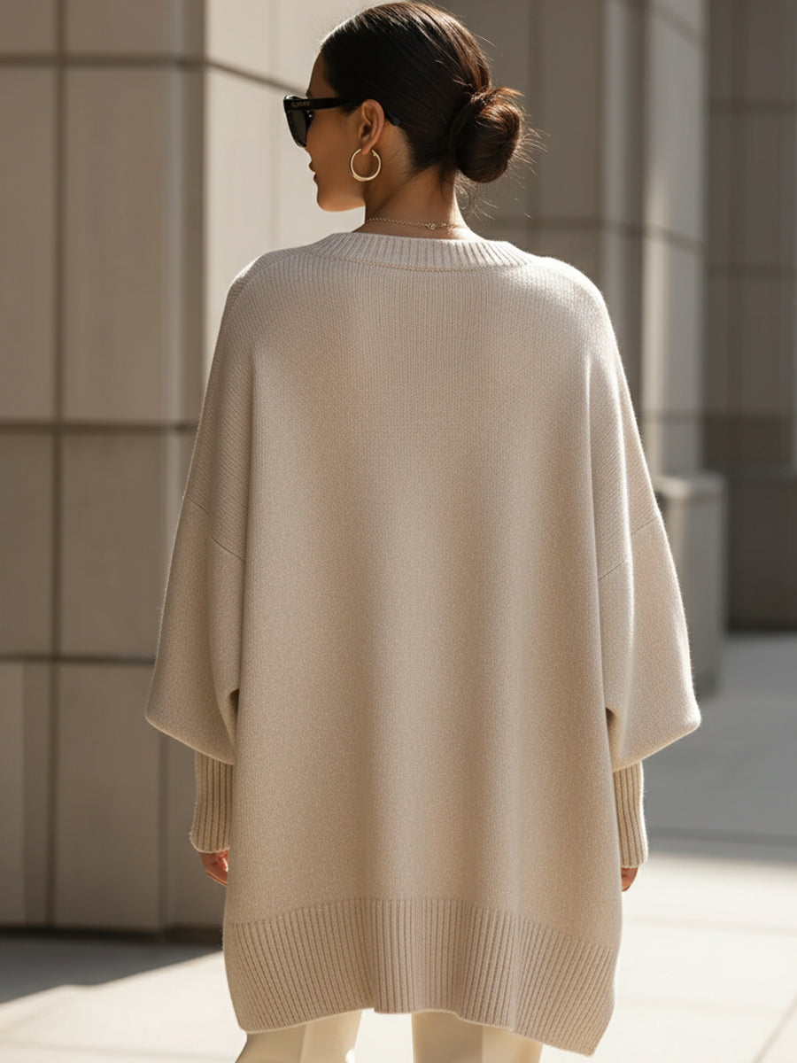 Women's Loose Oversized Wool Blend Knit Pullover