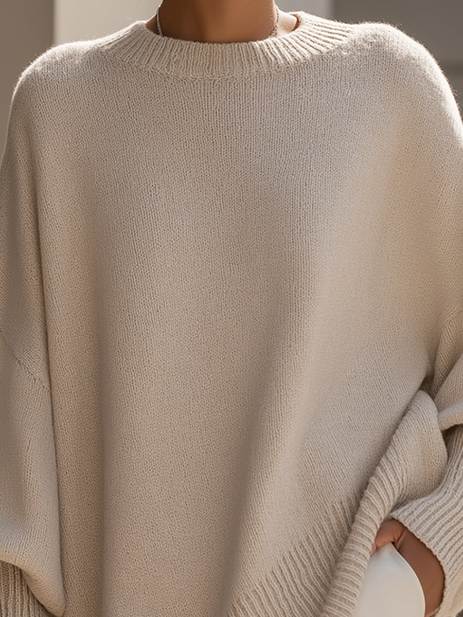 Women's Loose Oversized Wool Blend Knit Pullover