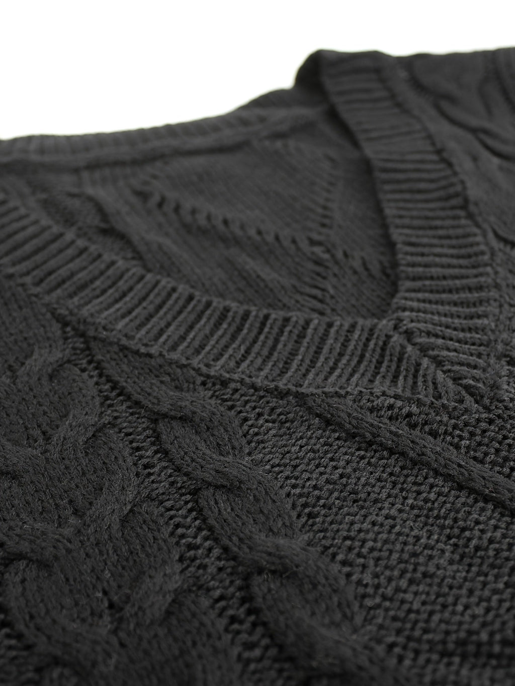 Women's V-Neck Cable Knit Sleeveless Sweater Vest