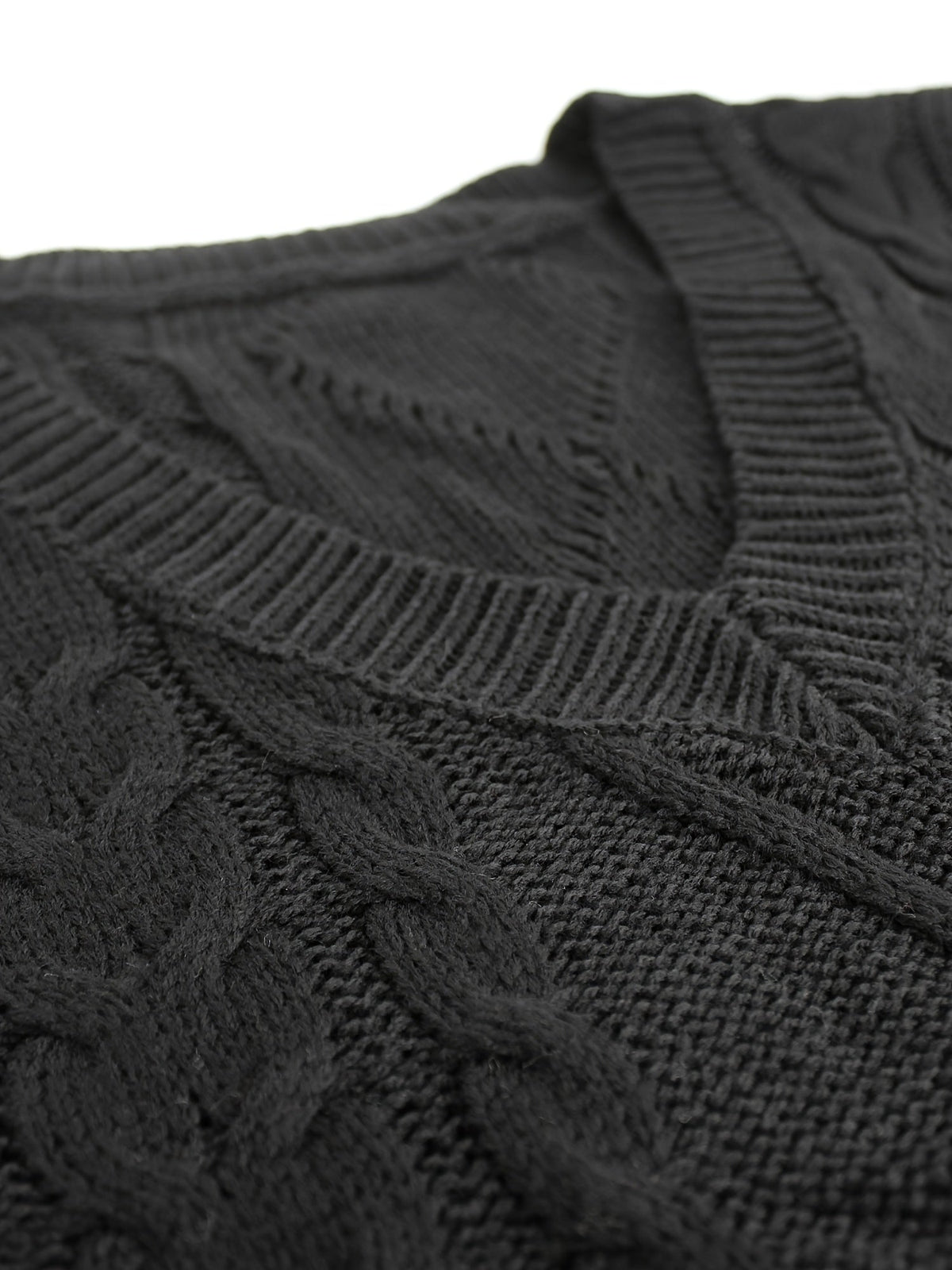Women's V-Neck Cable Knit Sleeveless Sweater Vest
