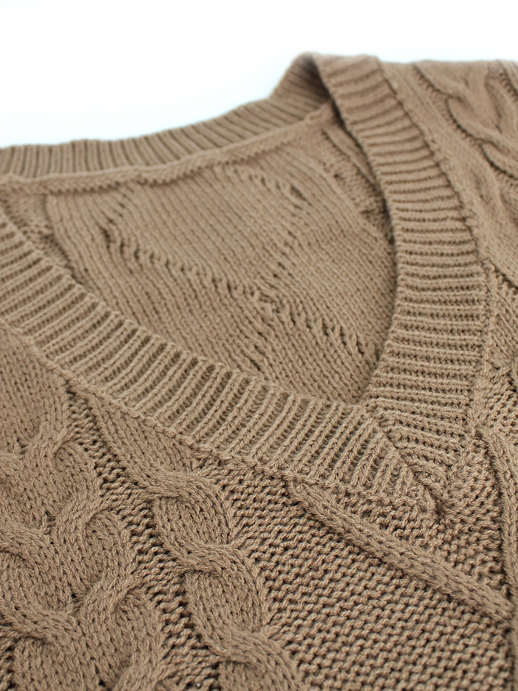 Women's V-Neck Cable Knit Sleeveless Sweater Vest