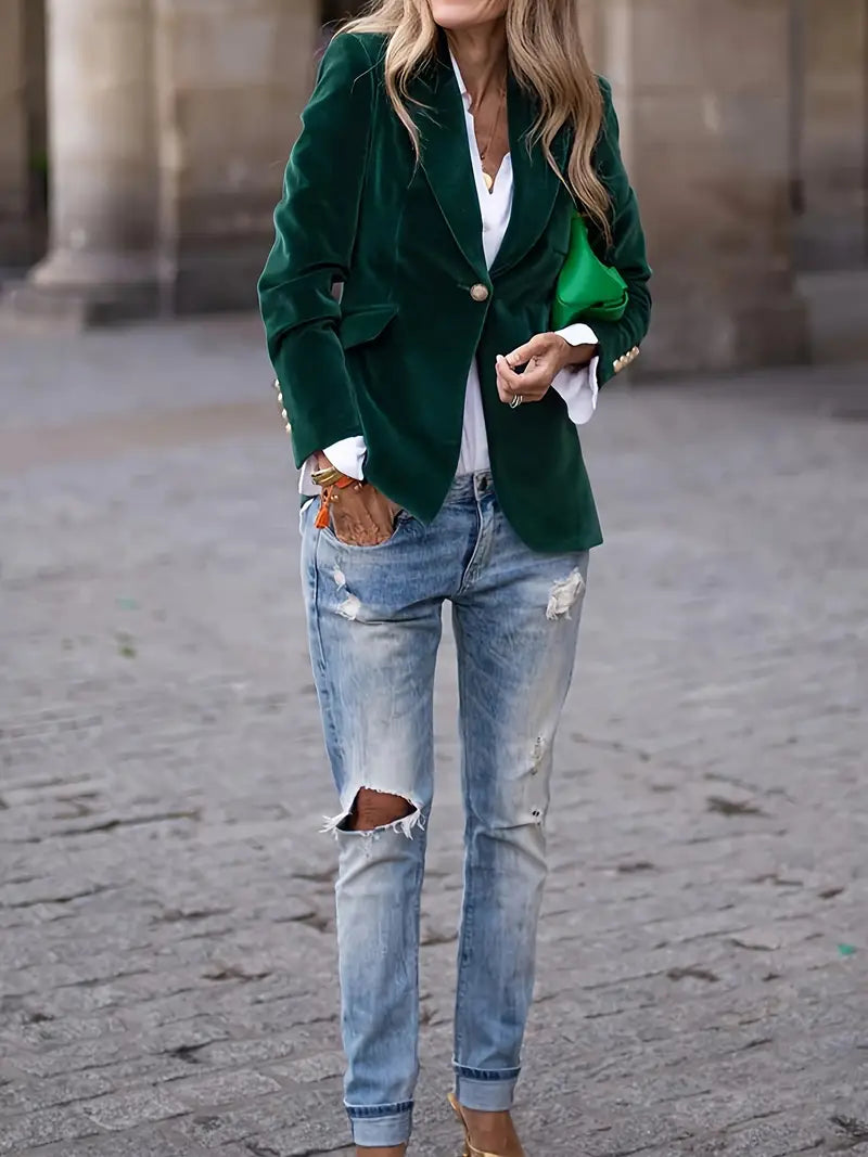 Women's Velvet Draped Soft Tailored Jacket