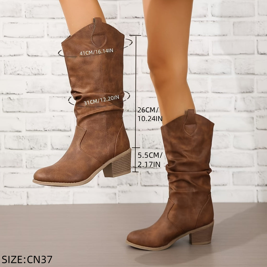 Women's Slouchy Western Cowgirl Boots for Wide Calves