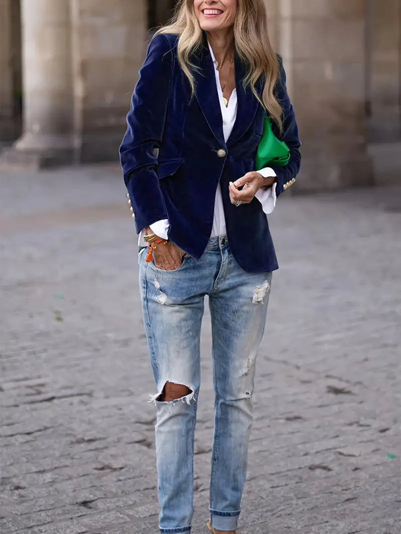 Women's Velvet Draped Soft Tailored Jacket