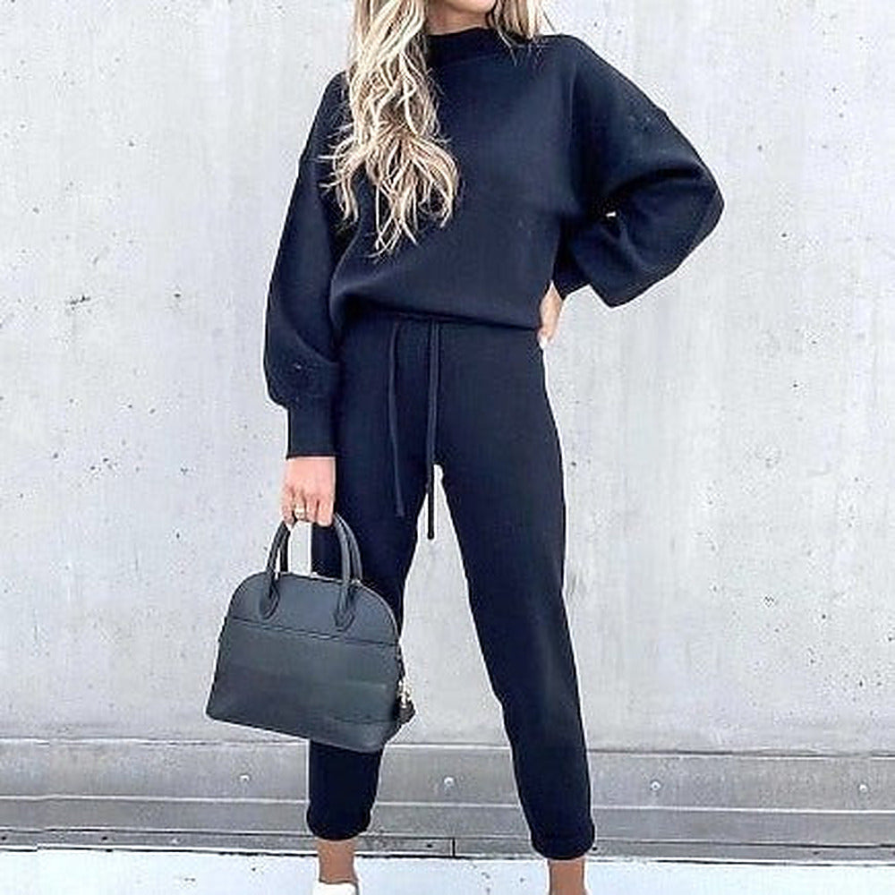 Women's Warm Winter Knit Pullover and Pants Set