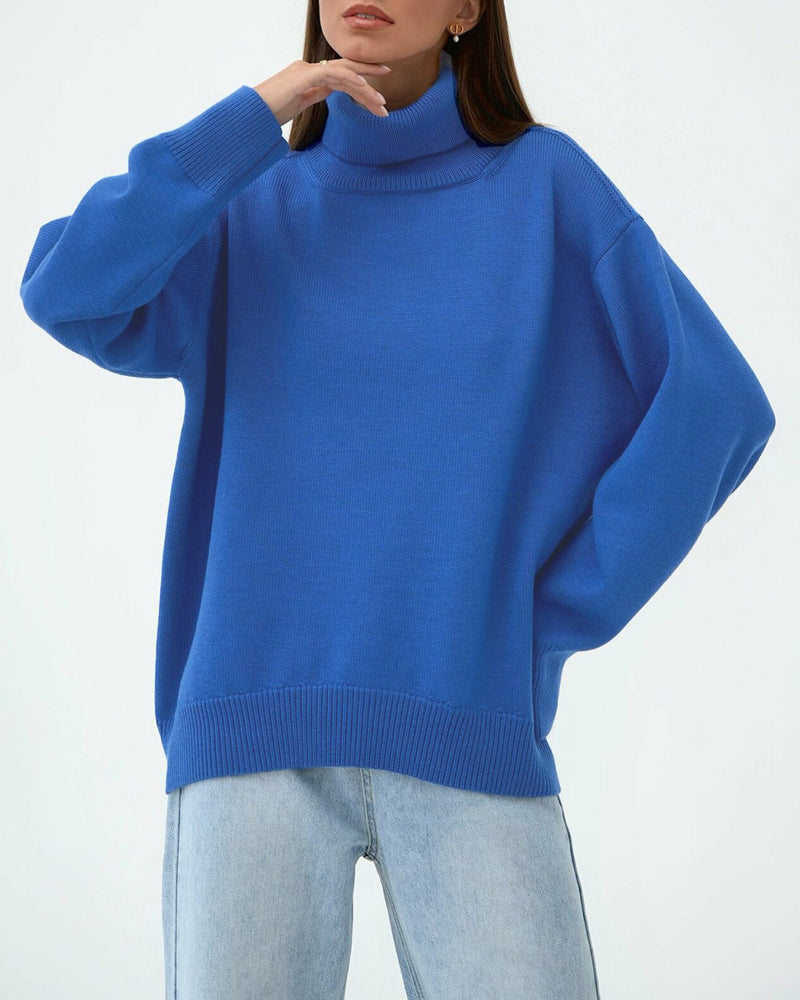 Women's Relaxed Winter Knit Roomy Turtleneck Pullover