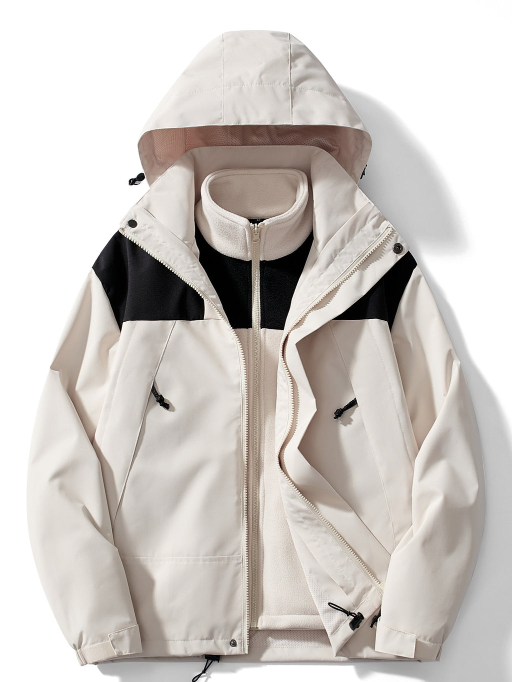 Men's Hooded Three-in-One Jacket with Detachable Liner