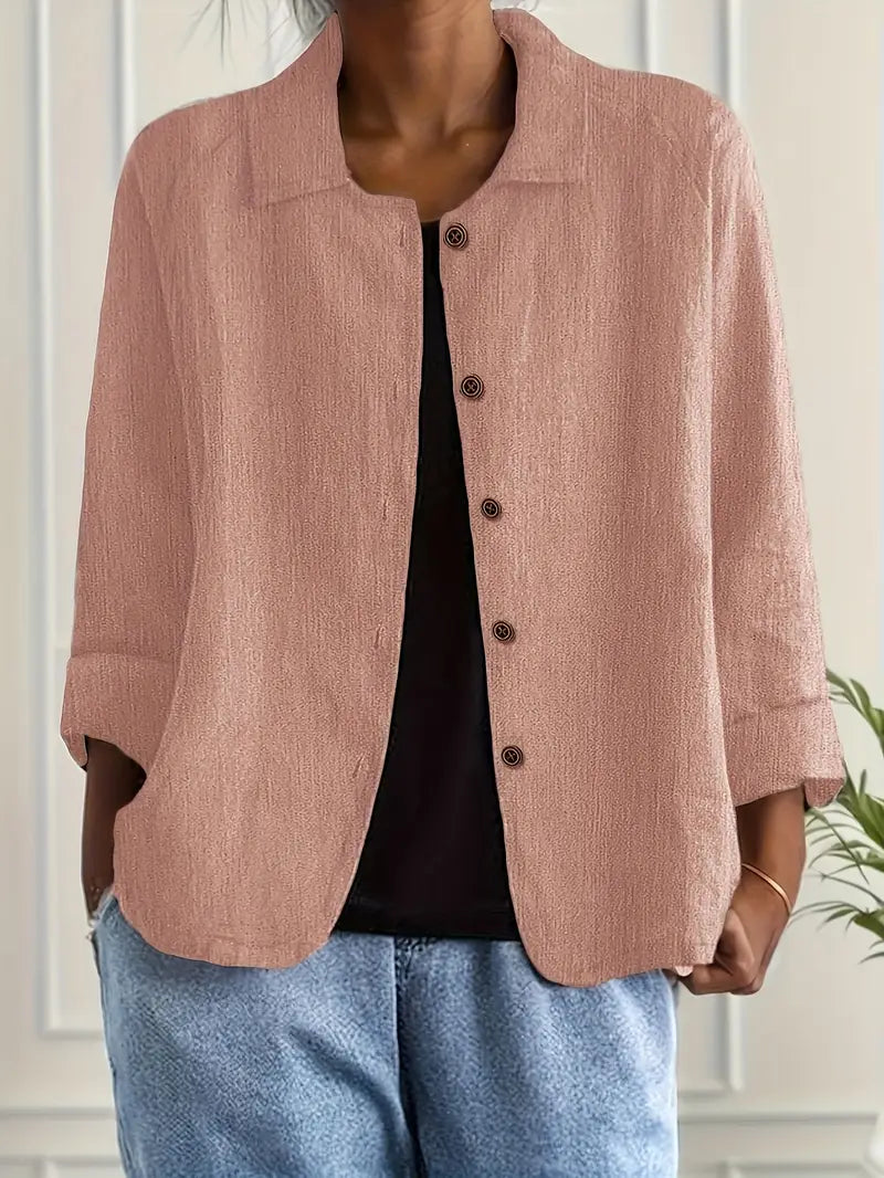 Women's Relaxed Button-Up Lightweight Everyday Jacket