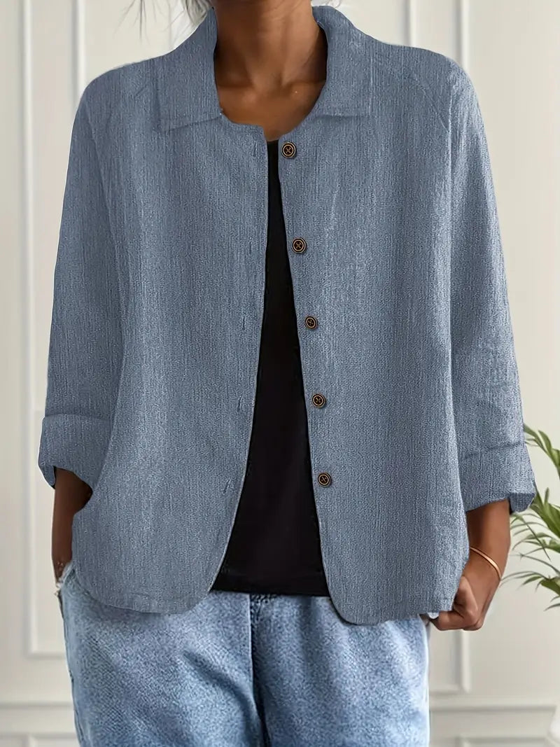 Women's Relaxed Button-Up Lightweight Everyday Jacket