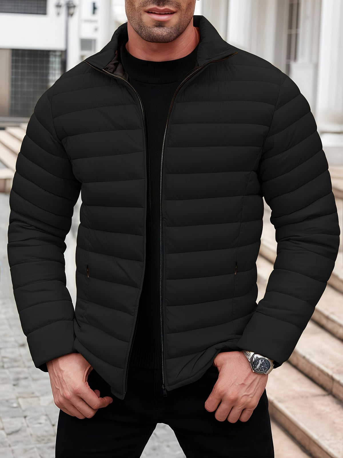 Men's Light Quilted Coat for Cool Weather Layering