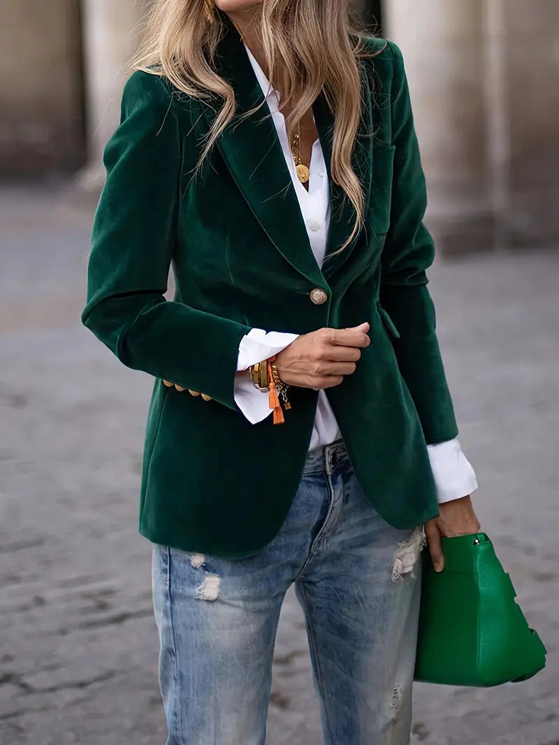 Women's Velvet Draped Soft Tailored Jacket