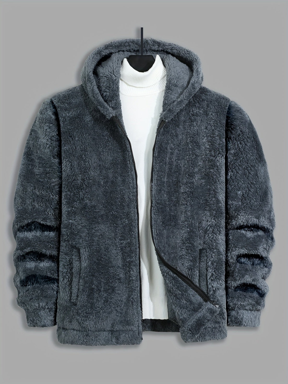 Men's Plush Soft Zip Hooded Coat