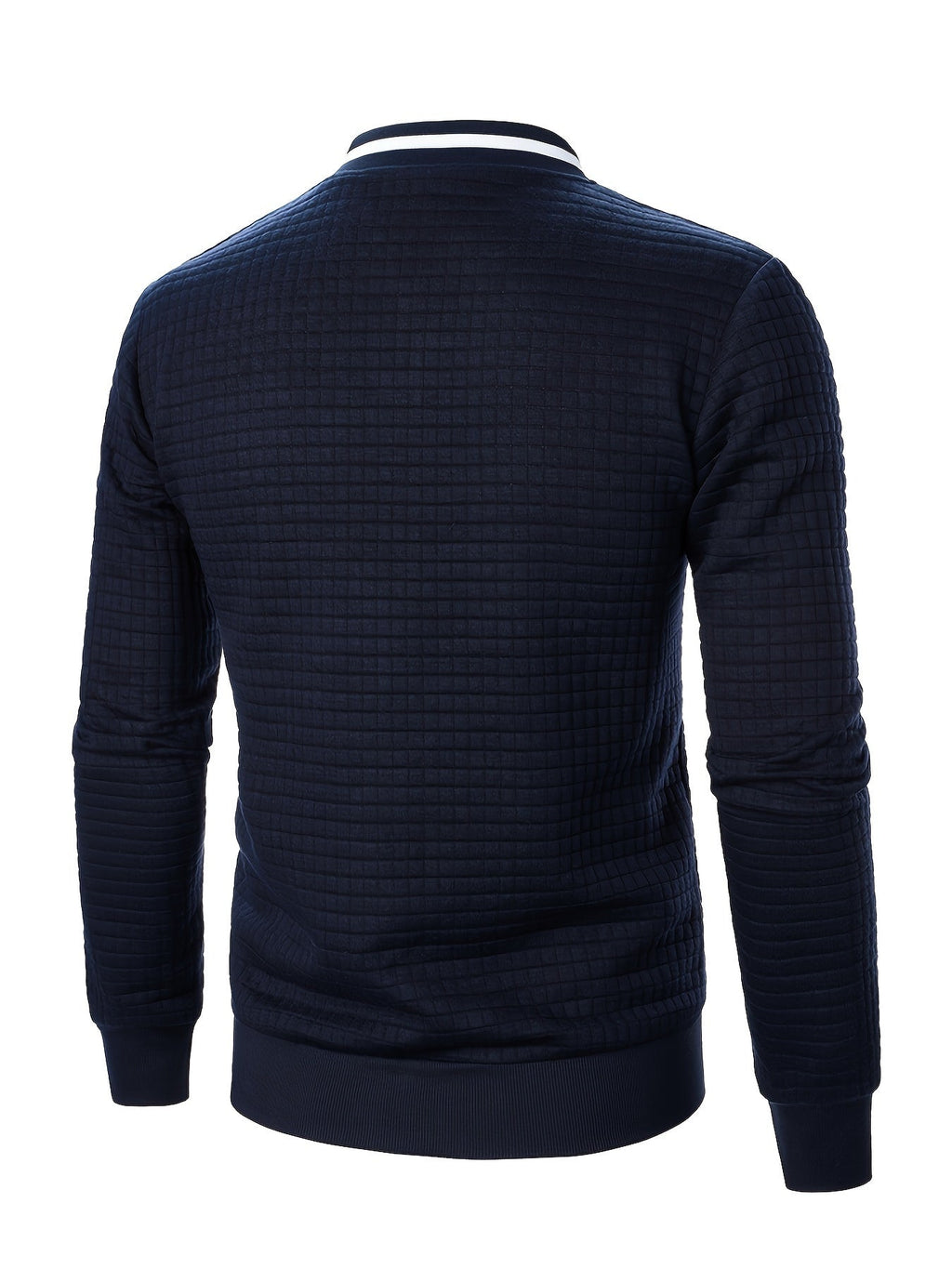 Men's Textured Stand Collar Zip Bomber Coat