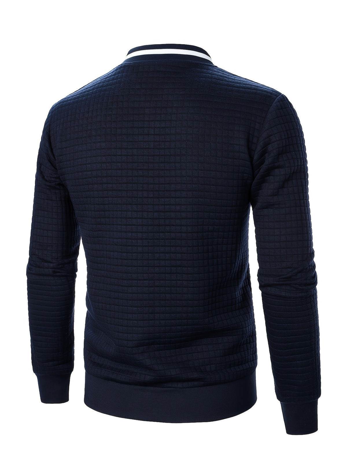 Men's Textured Stand Collar Zip Bomber Coat