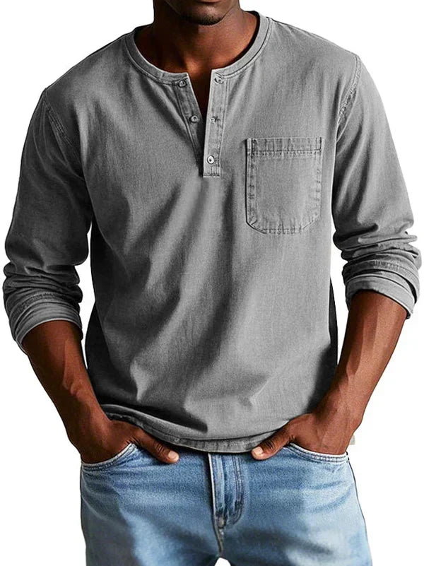 Men's Long Sleeve Casual Henley Layering Shirt