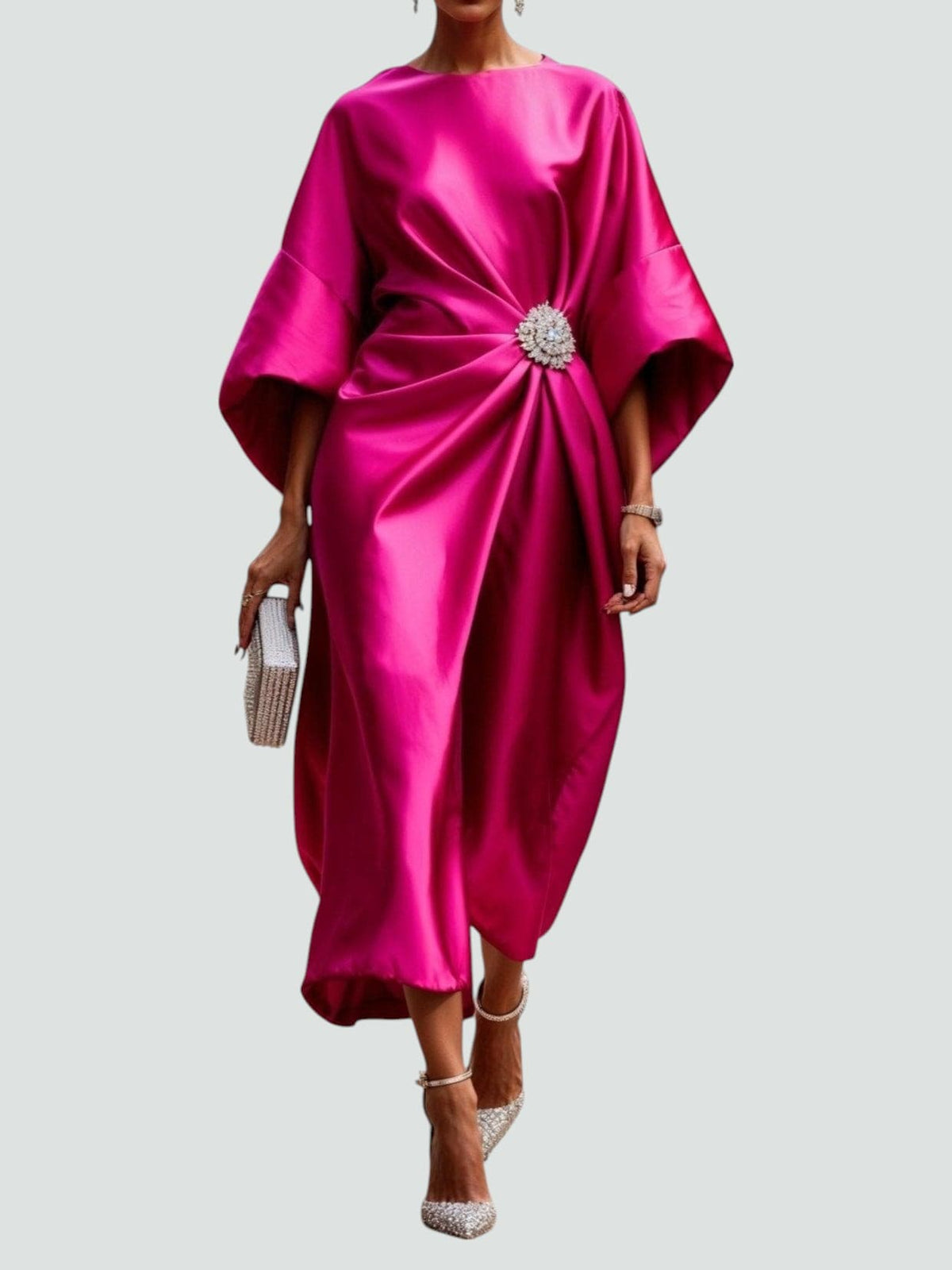 Women's Draped Cape Sleeve Formal Maxi Gown