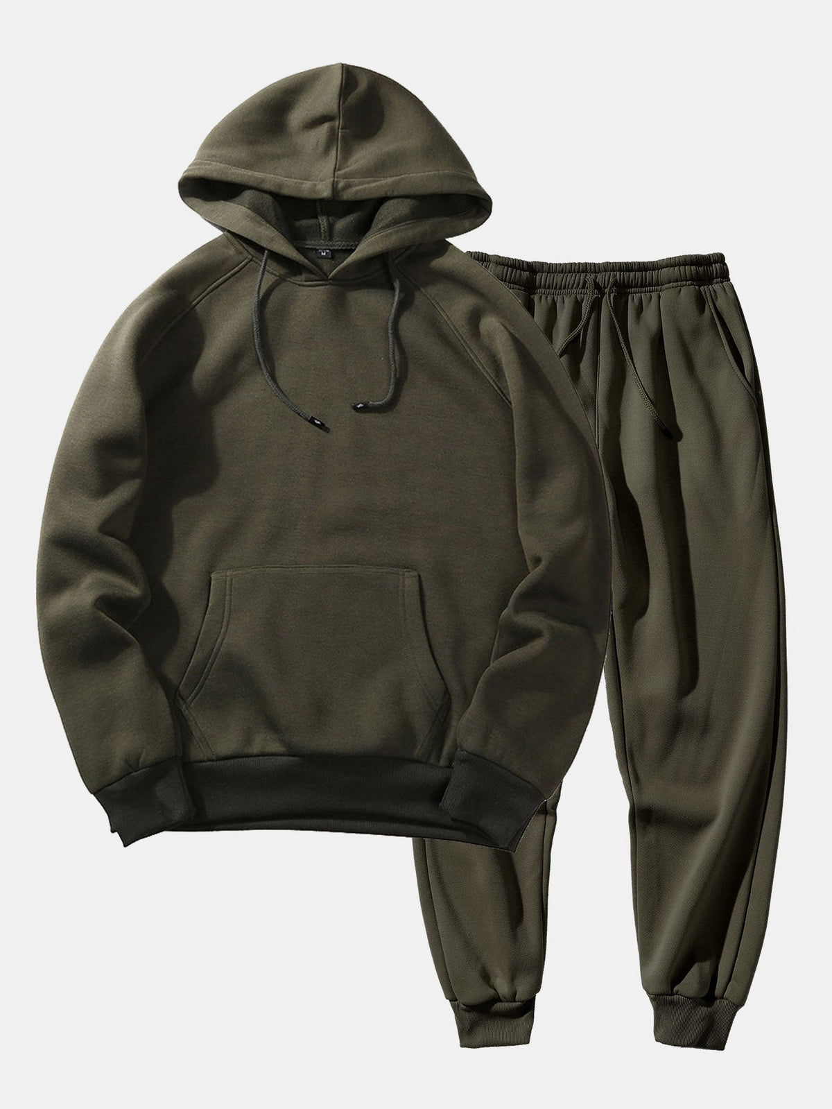 Men's Raglan Sleeve Hooded Pullover Cuffed Jogger Set