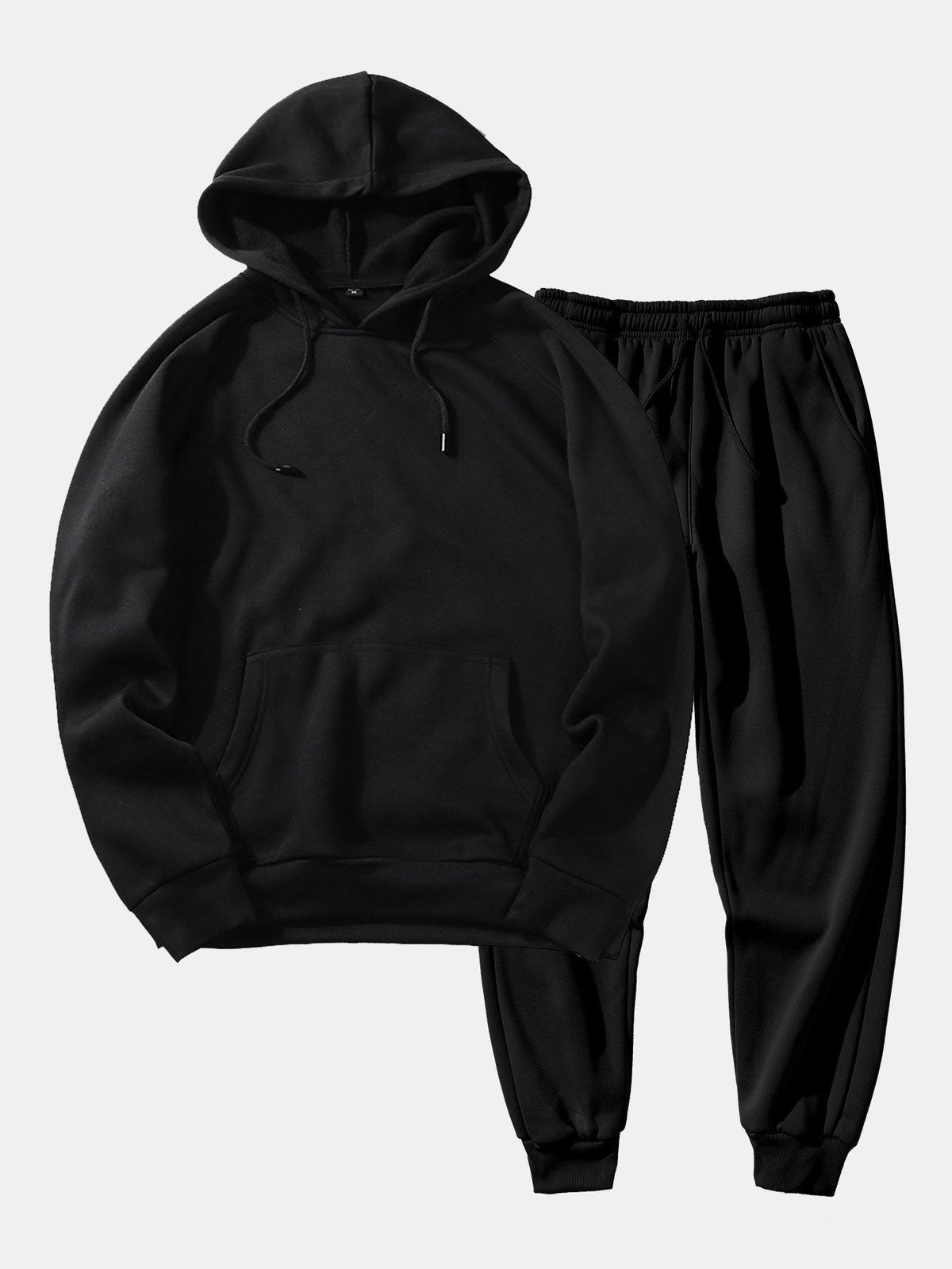 Men's Raglan Sleeve Hooded Pullover Cuffed Jogger Set