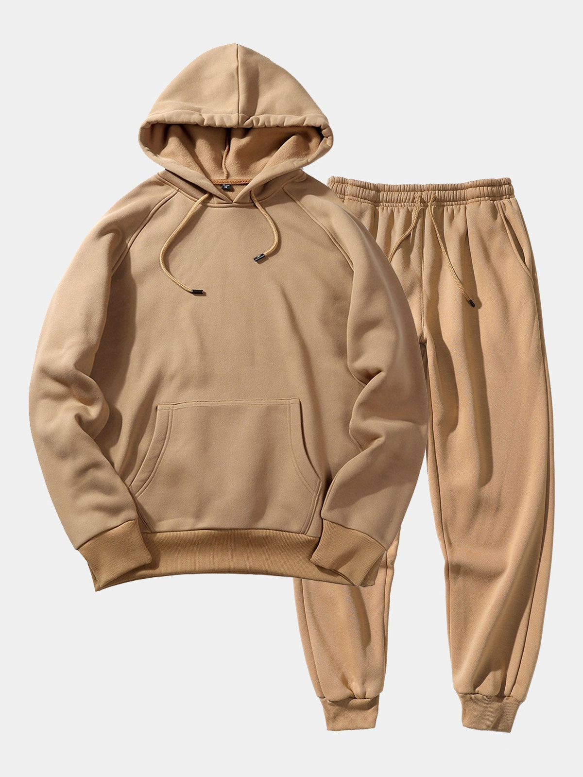 Men's Raglan Sleeve Hooded Pullover Cuffed Jogger Set