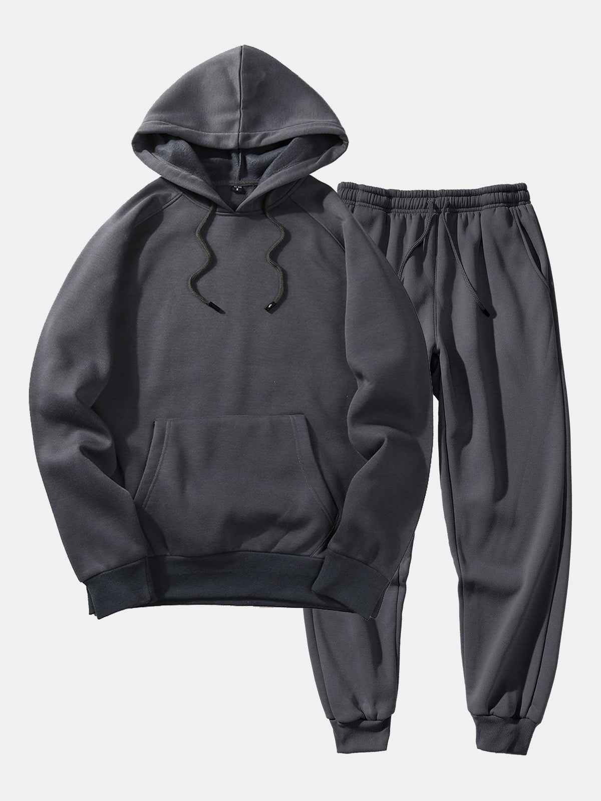 Men's Raglan Sleeve Hooded Pullover Cuffed Jogger Set