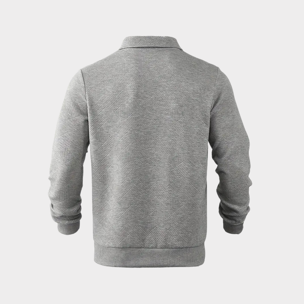 Men's Smart Casual Textured Half-Zip Pullover Top