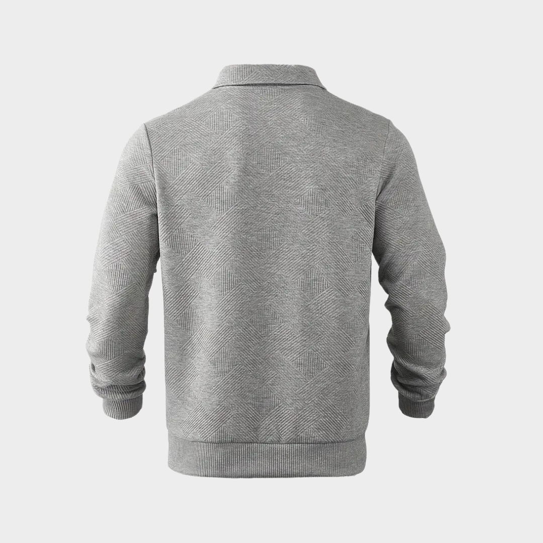 Men's Smart Casual Textured Half-Zip Pullover Top