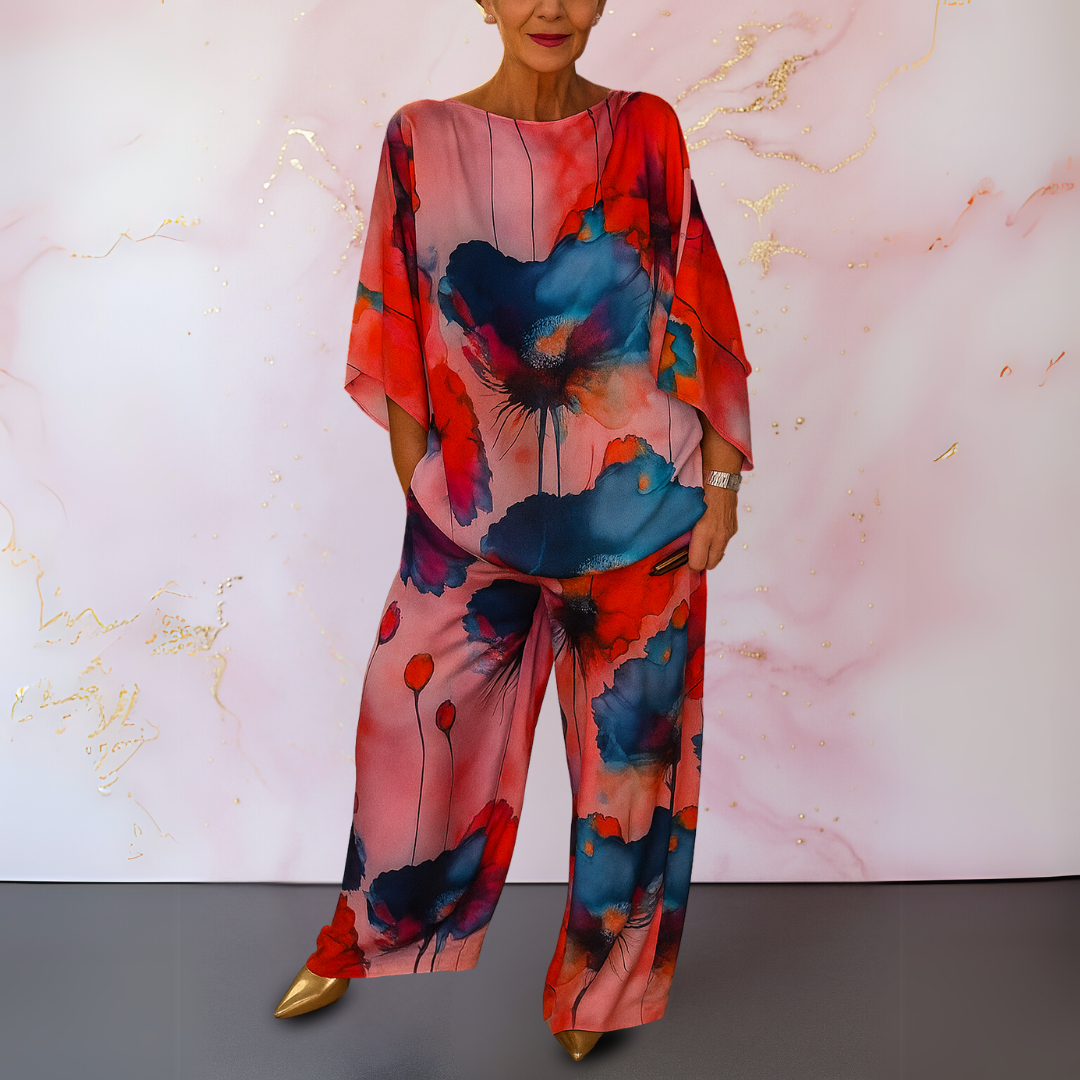 Women's Lustrous Satin Top and Pants Matching Set