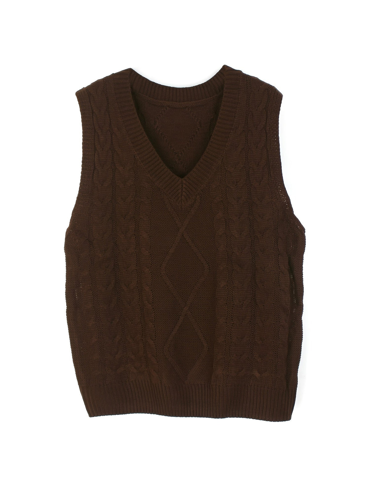 Women's V-Neck Cable Knit Sleeveless Sweater Vest
