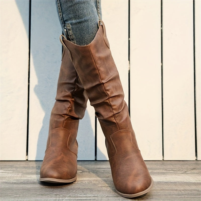 Women's Slouchy Western Cowgirl Boots for Wide Calves