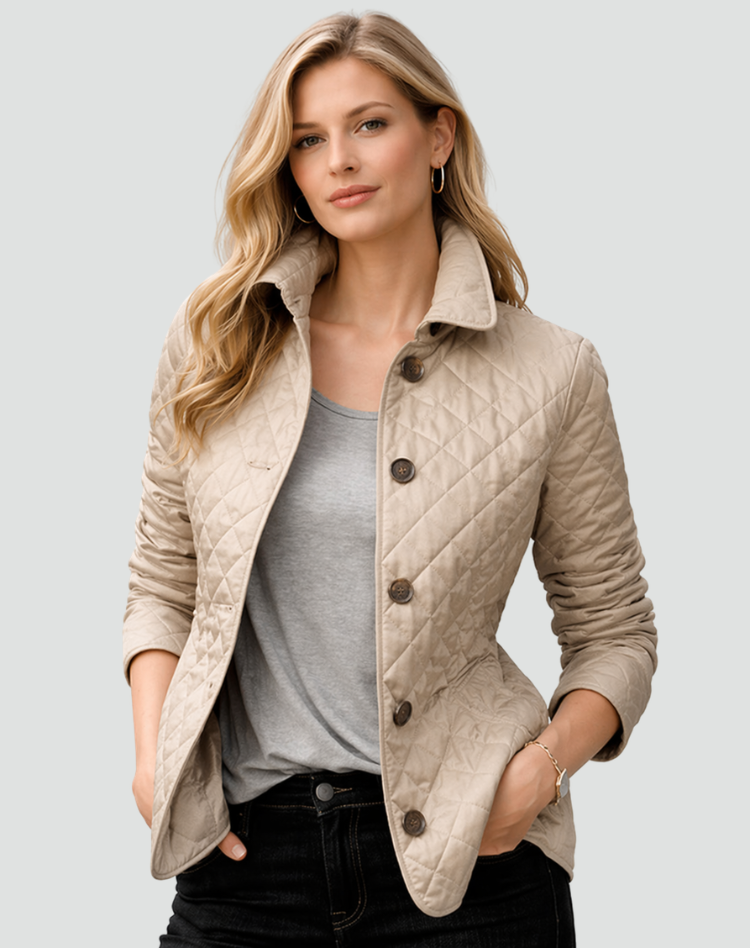 Women's Diamond Quilted Button-Up Everyday Coat