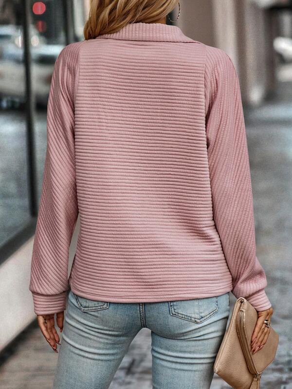 Women's Zip Detail V-Neckline Pull-On Knit Sweater