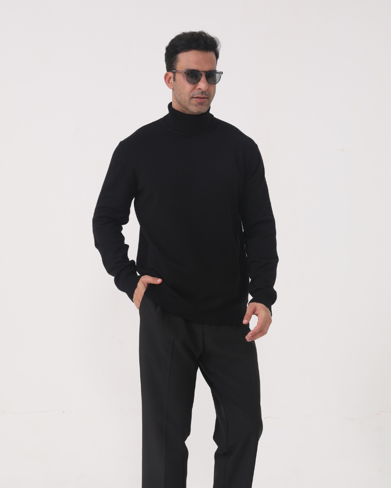 Men's Lightweight Fine Knit High Neck Pullover