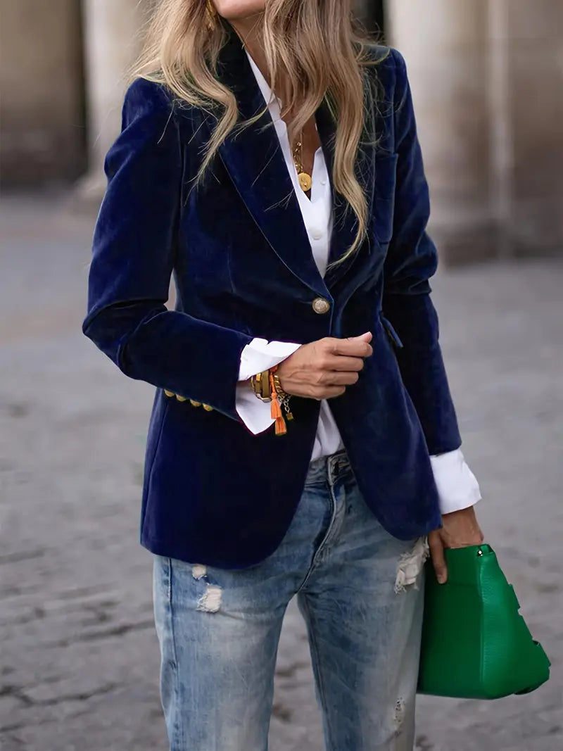 Women's Velvet Draped Soft Tailored Jacket