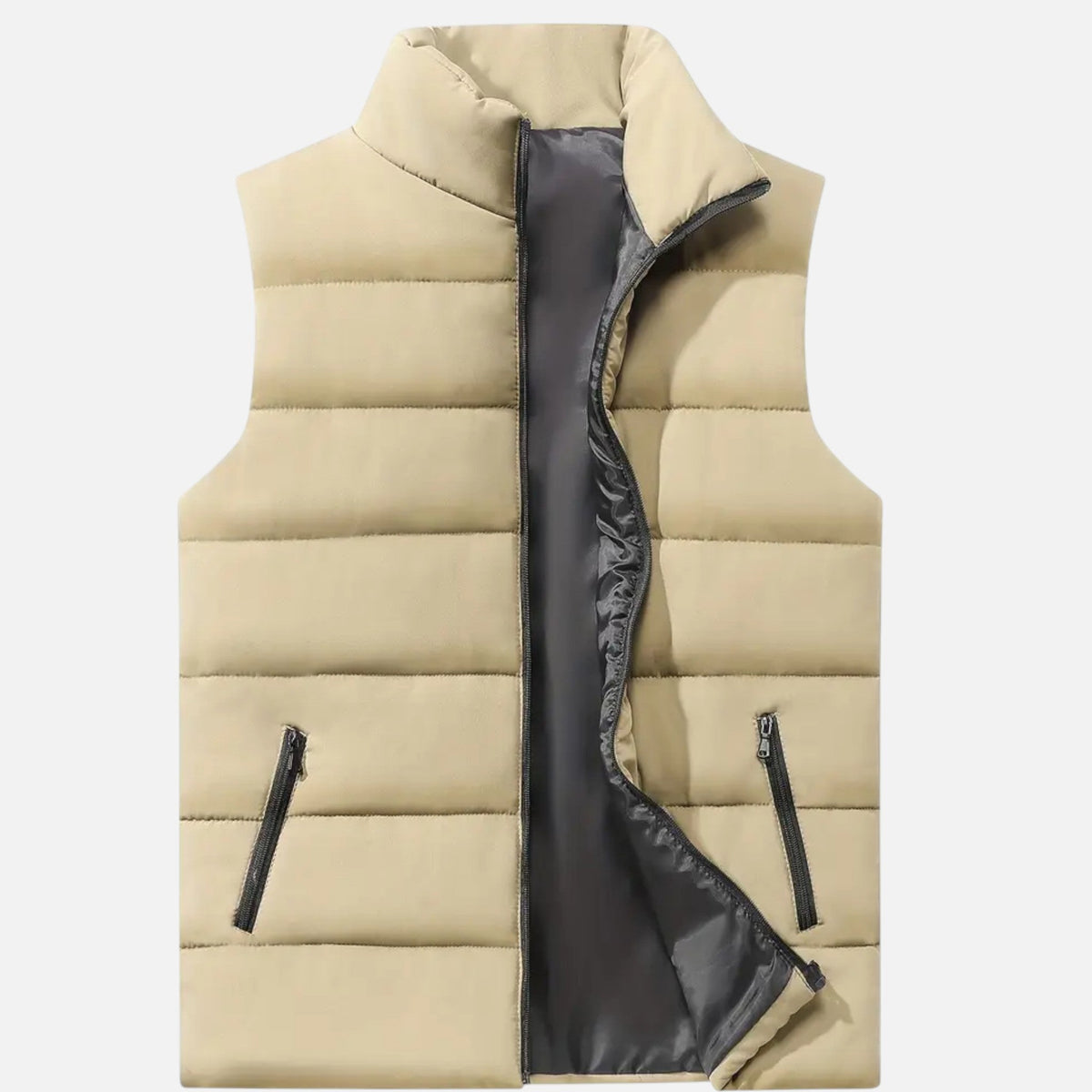 Men's Winter Padded Vest with Front Zip and Quilting