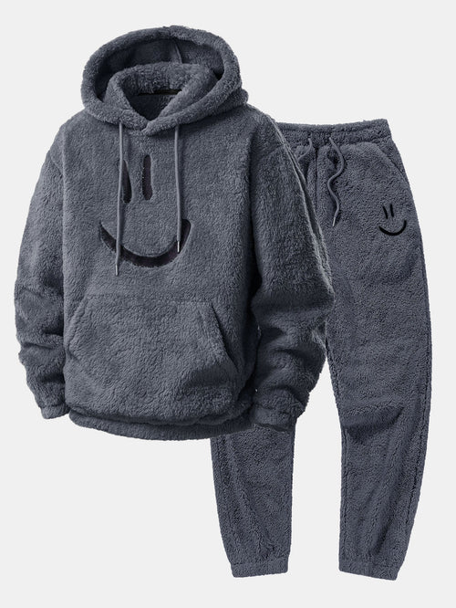 Men's Cozy Plush Teddy Fleece Hoodie and Jogger Sweatsuit