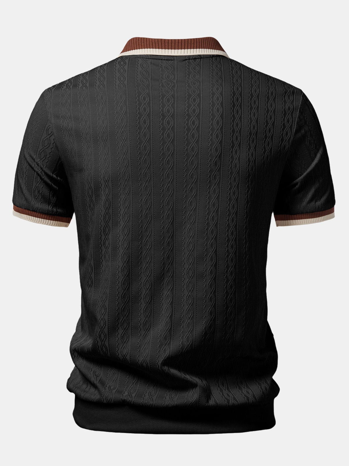 Men's Quarter-Zip Structured Collar Textured Polo Shirt