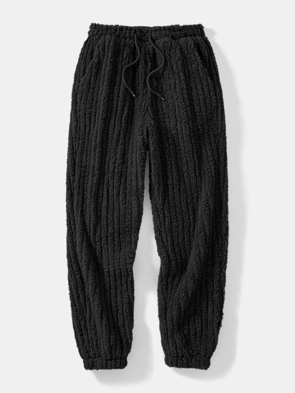 Men's Ribbed Teddy Texture Hooded Sweatshirt and Jogger Sweatsuit