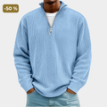 Men's Half-Zip High Neck Textured Knit Pullover