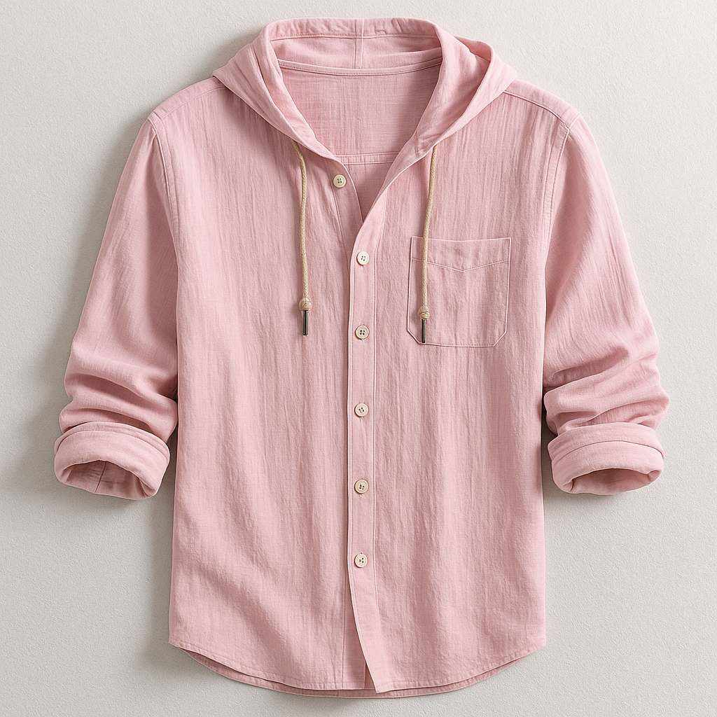 Men's Lightweight Hooded Button-Front Shirt Jacket