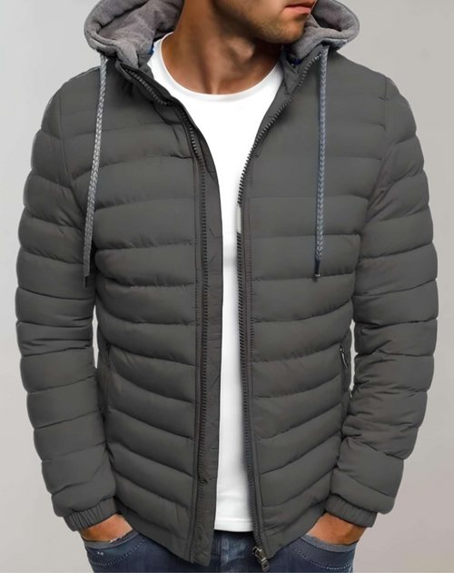 Men's Hooded Padded Coat with Elastic Cuffs