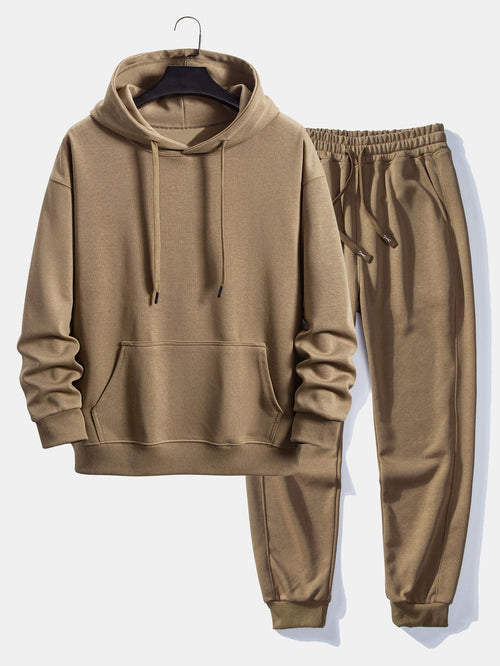 Men's Cuffed Jogger Pullover Hooded Travel Tracksuit