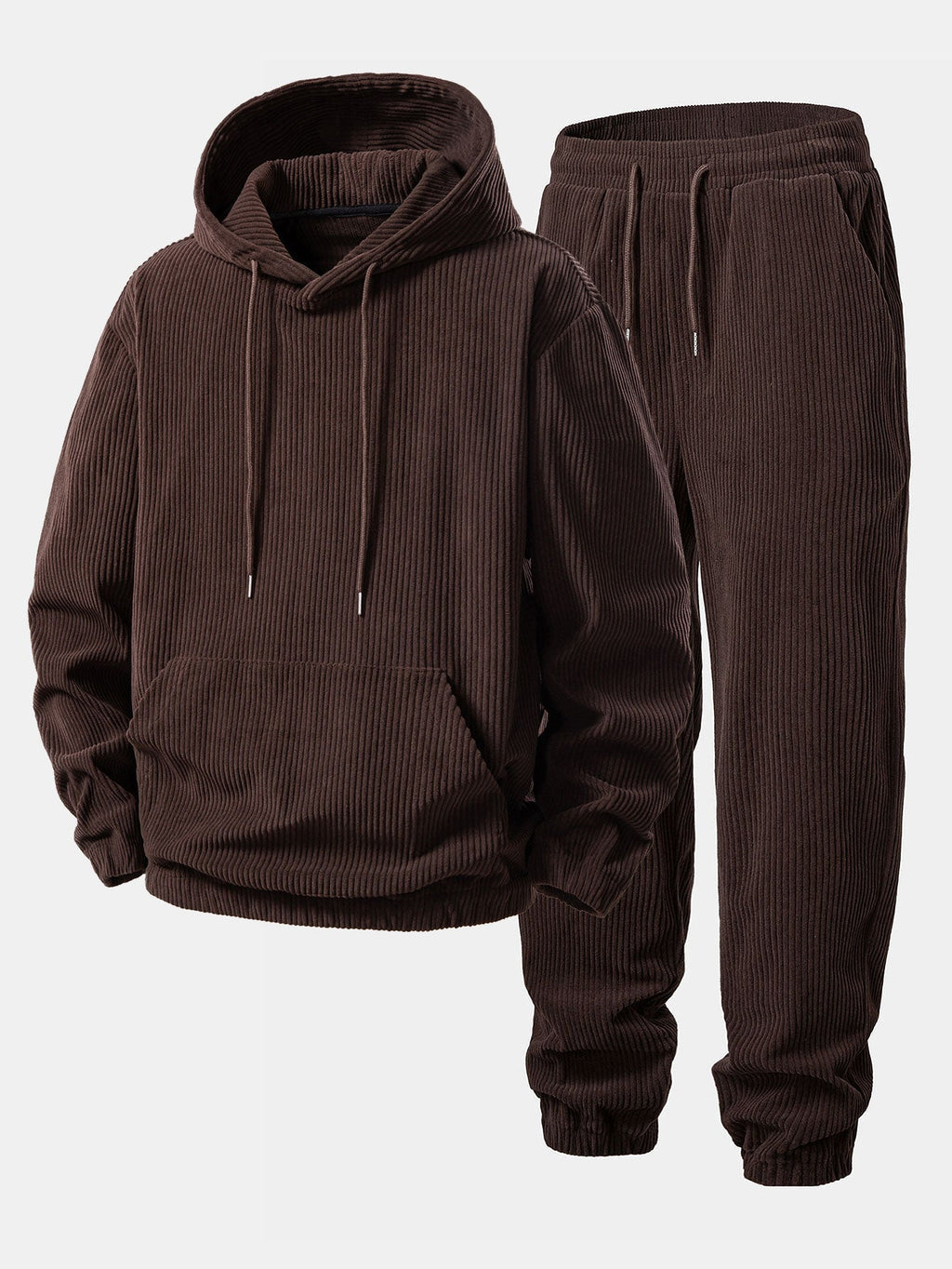 Men's Wide-Wale Corduroy Hooded Sweatshirt and Jogger Set