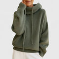 Women's Roomy Ribbed Knit Hooded Pullover Sweatshirt