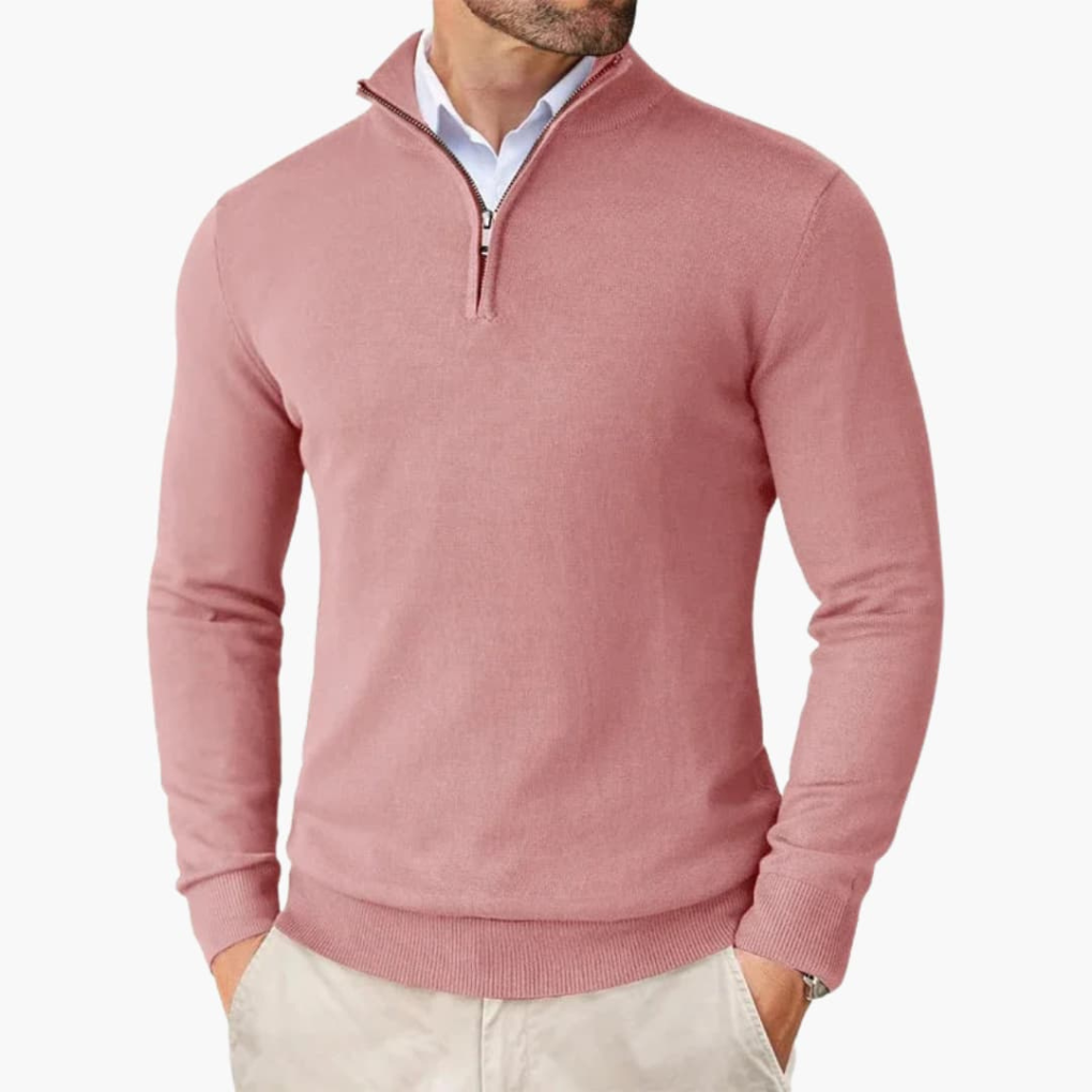 Men's Smooth Finish Quarter-Zip Knit Pullover