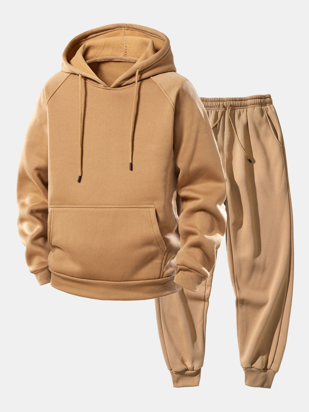 Men's Raglan Sleeve Drawstring Hoodie Jogger Tracksuit