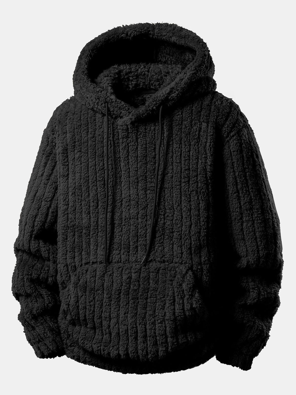 Men's Ribbed Teddy Texture Hooded Sweatshirt and Jogger Sweatsuit