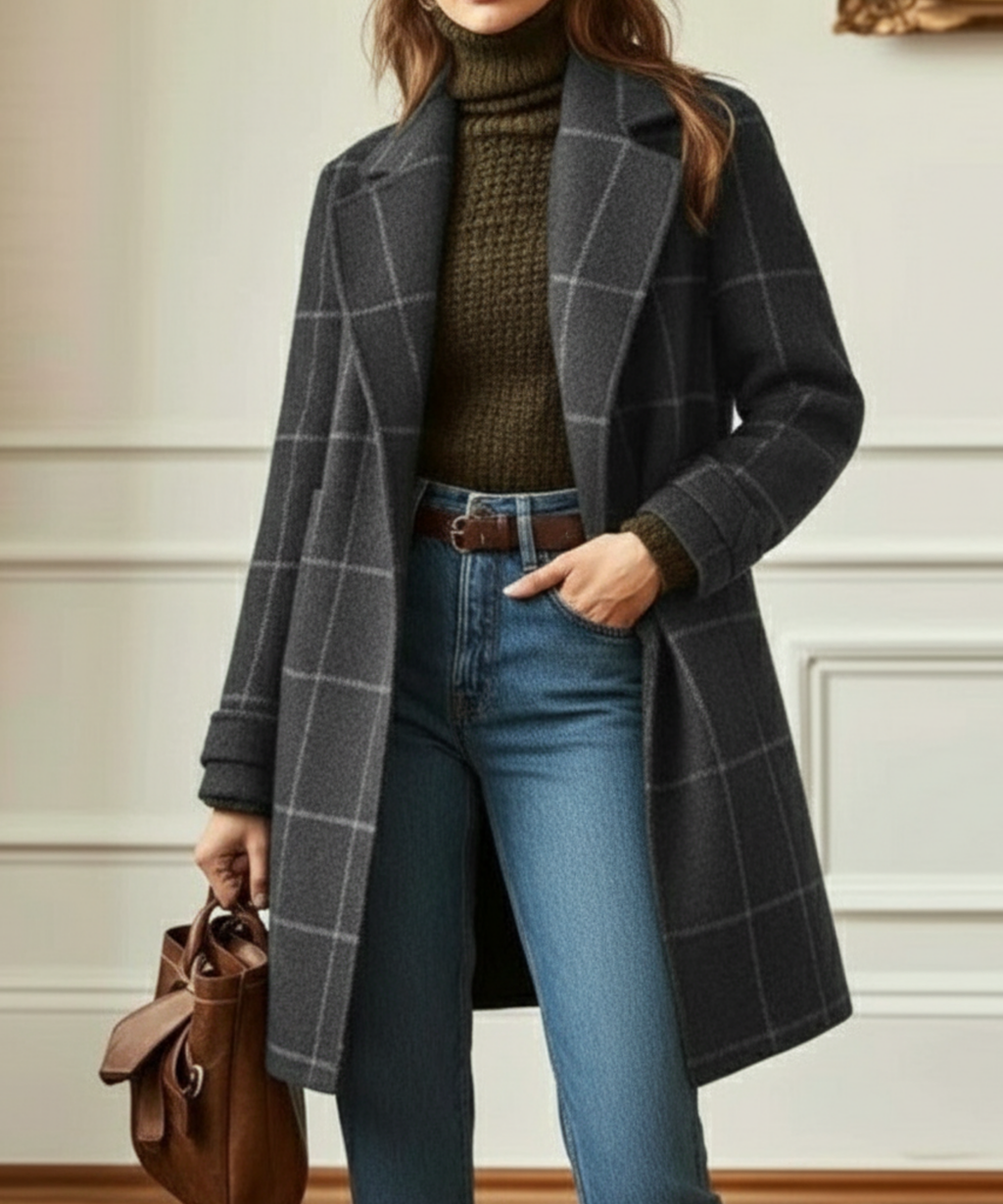 Women's Vintage Check Tweed Overcoat