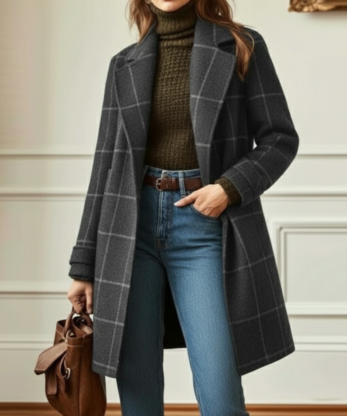 Women's Vintage Check Tweed Overcoat