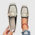 Women's Crystal Embellished Buckle Slip-On Flat Loafers