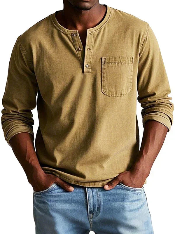 Men's Long Sleeve Casual Henley Layering Shirt
